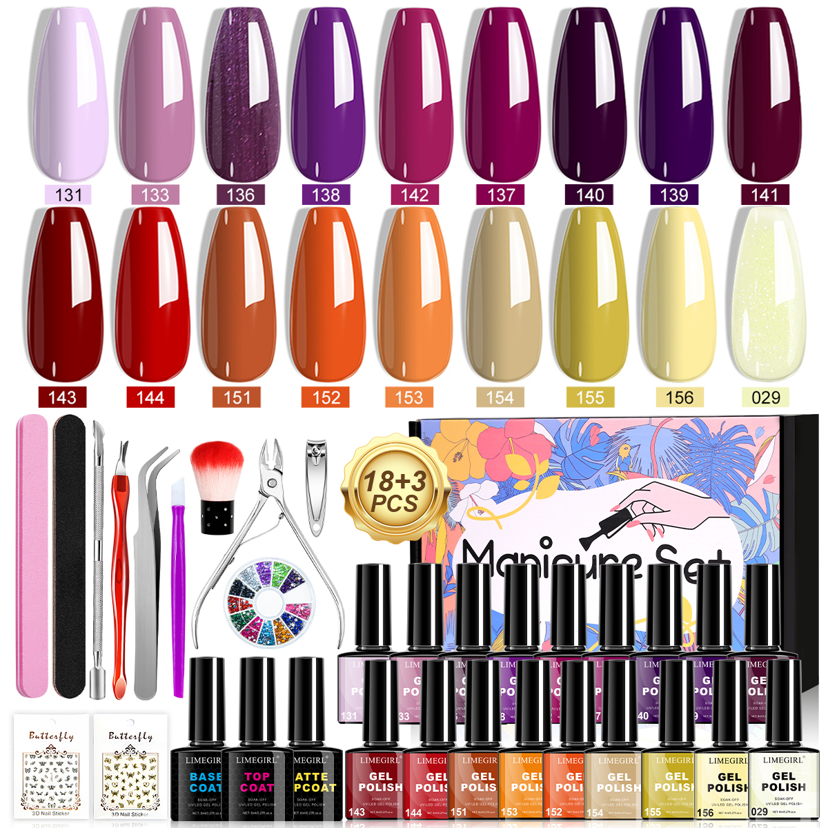 Resin Glitter Pack - LIMEGIRL 18 PCS Gel Nail Polish