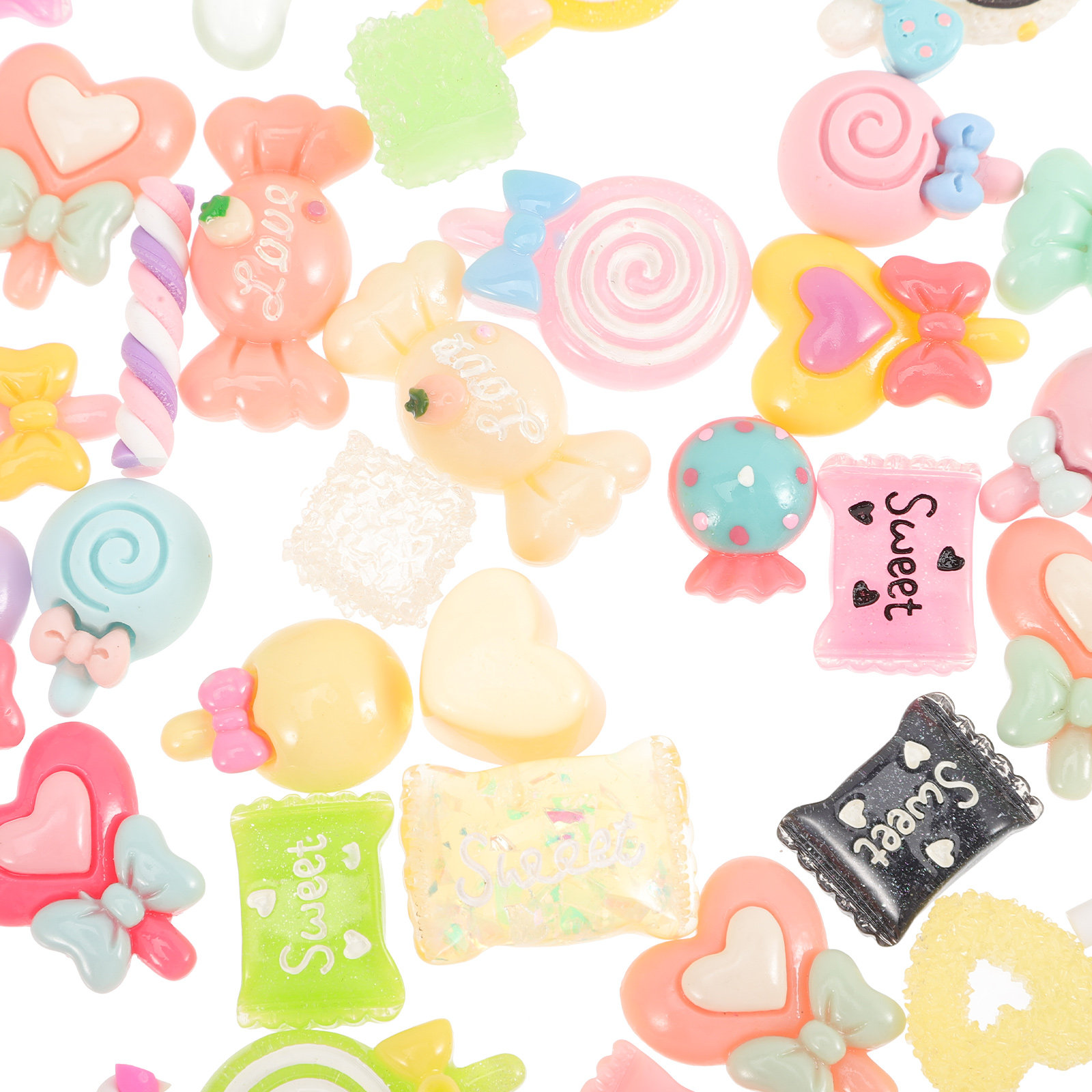 Resin Craft Supplies - 50Pcs Candy Hair Clips Resin Flatback