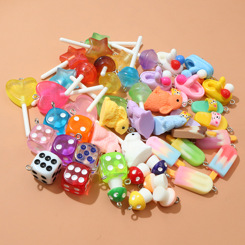 Resin Craft Supplies - 10PCS Resin Pendant Charms Rabbit Dice