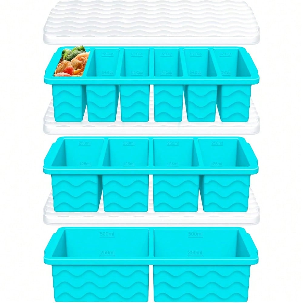Silicone Mold Tray - 3-Pack Silicone Freezer Trays With Lids