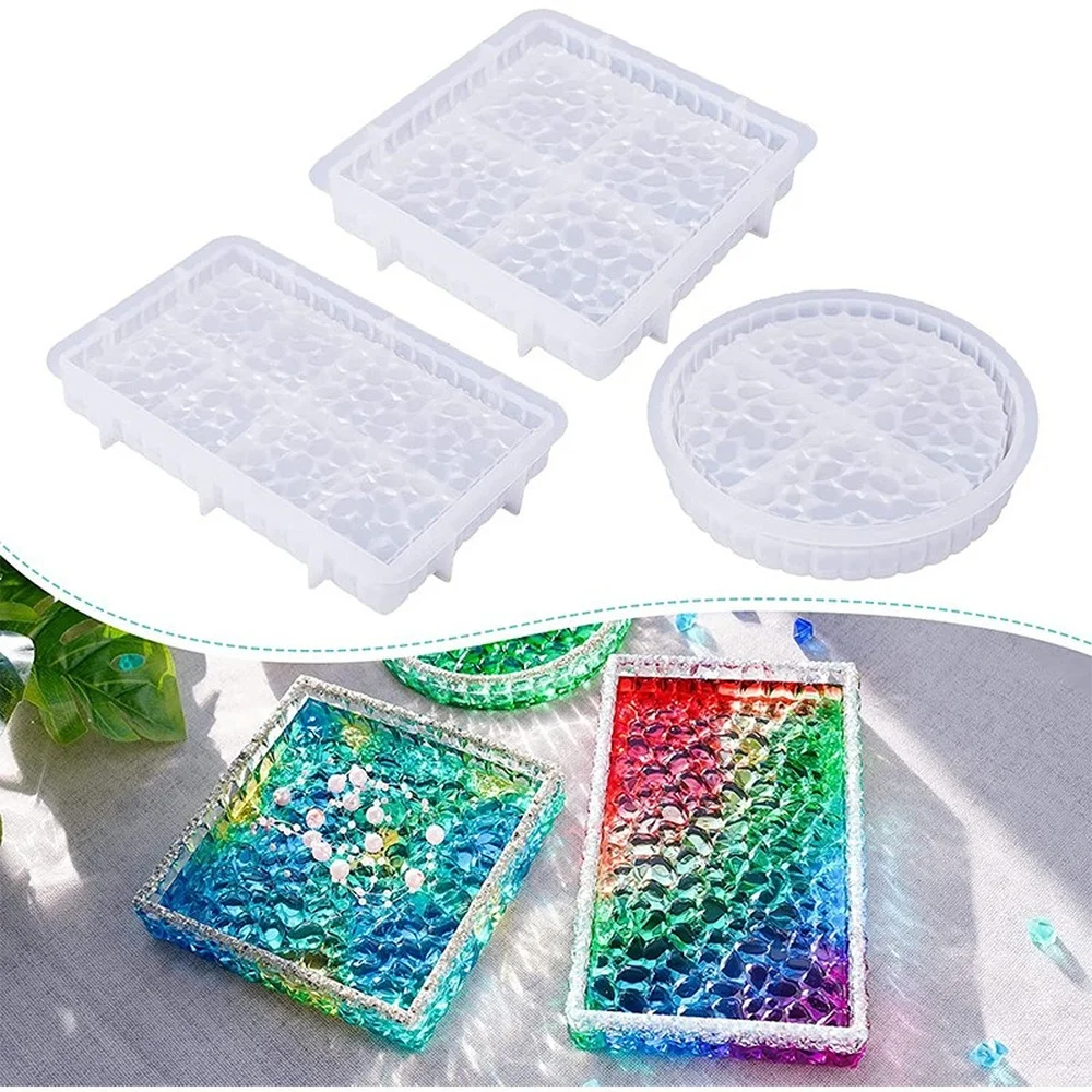 Coaster Mold Round - Ashtray Glass Crystal Texture Tray Resin