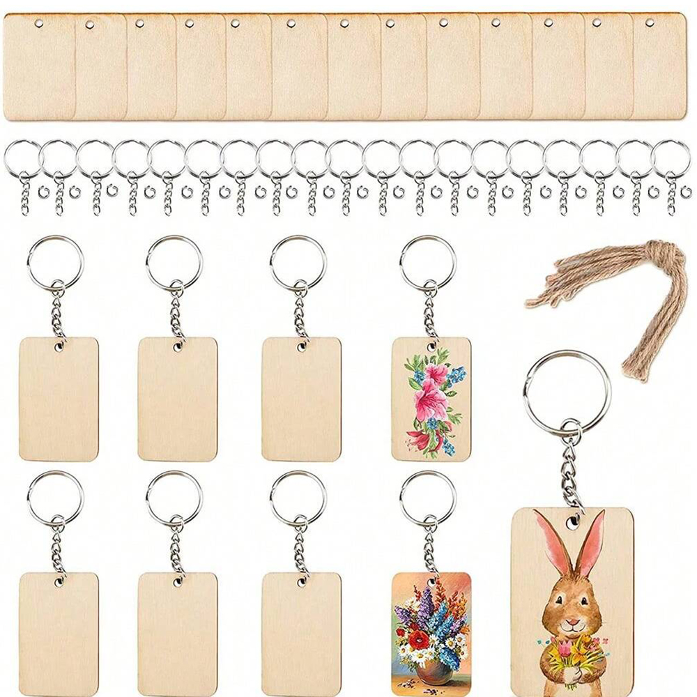 60pcs Blank Wooden Key Chains  - Wood Ring Blank recensie en prijs
