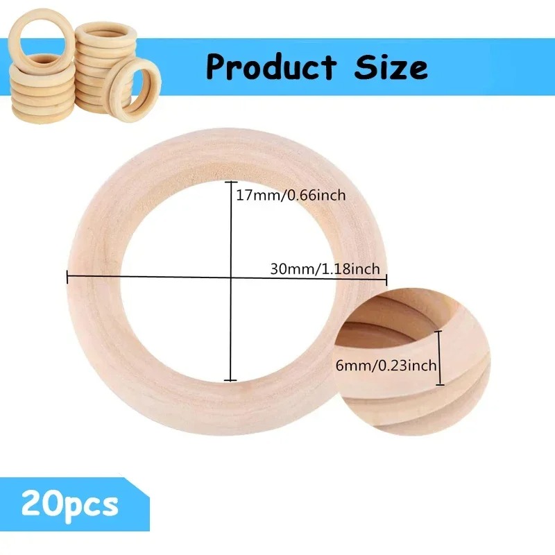 20pcs 30mm Unfinished Smooth W - Wood Ring Blank recensie en prijs