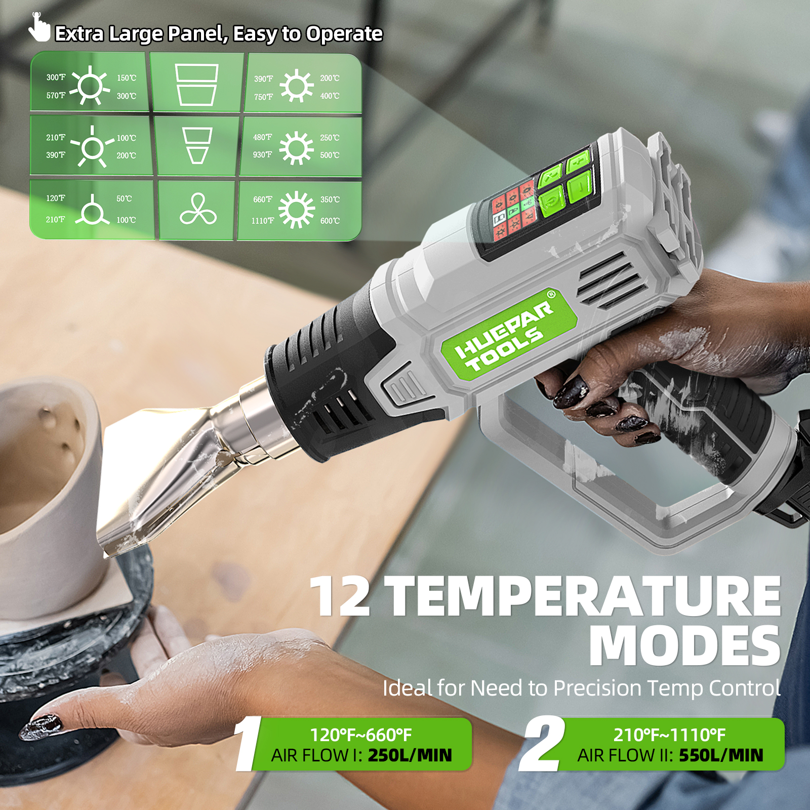 Hot Air Gun with LCD 12 Variab - Heat Gun Small recensie en prijs