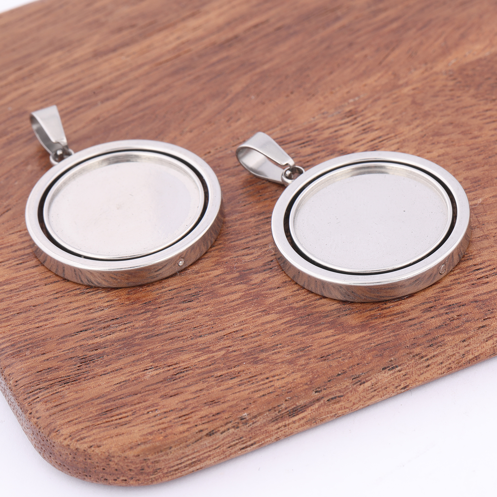 3pcs Stainless Steel  Rotatabl - Bezels Set Pendant recensie en prijs