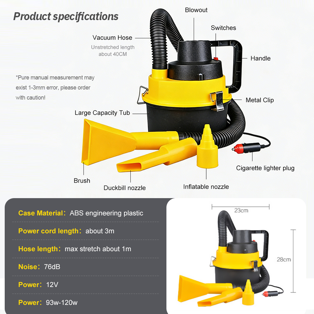 12V Portable Canister Car Vacu - Vacuum Chamber Small recensie en prijs