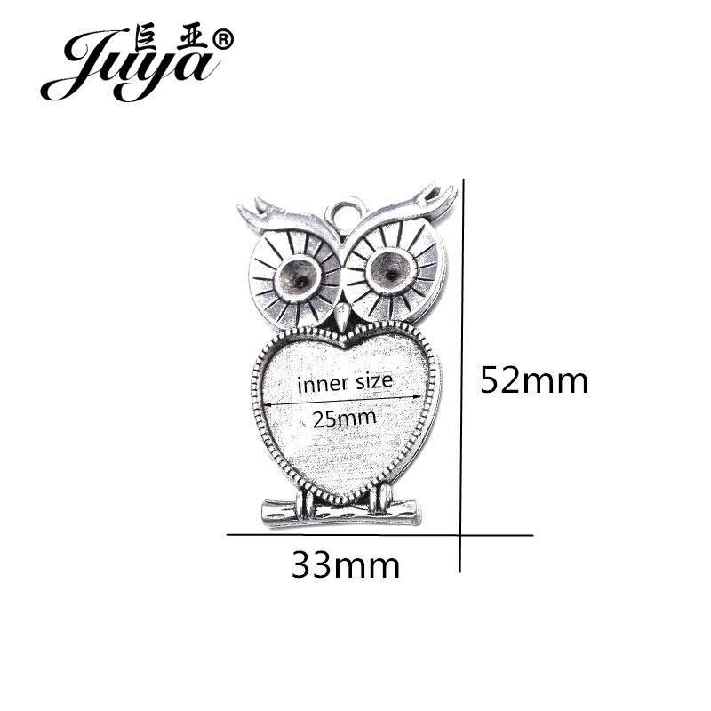 5pcs/lot 25mm Heart Shape Owl  - Bezels Set Pendant recensie en prijs