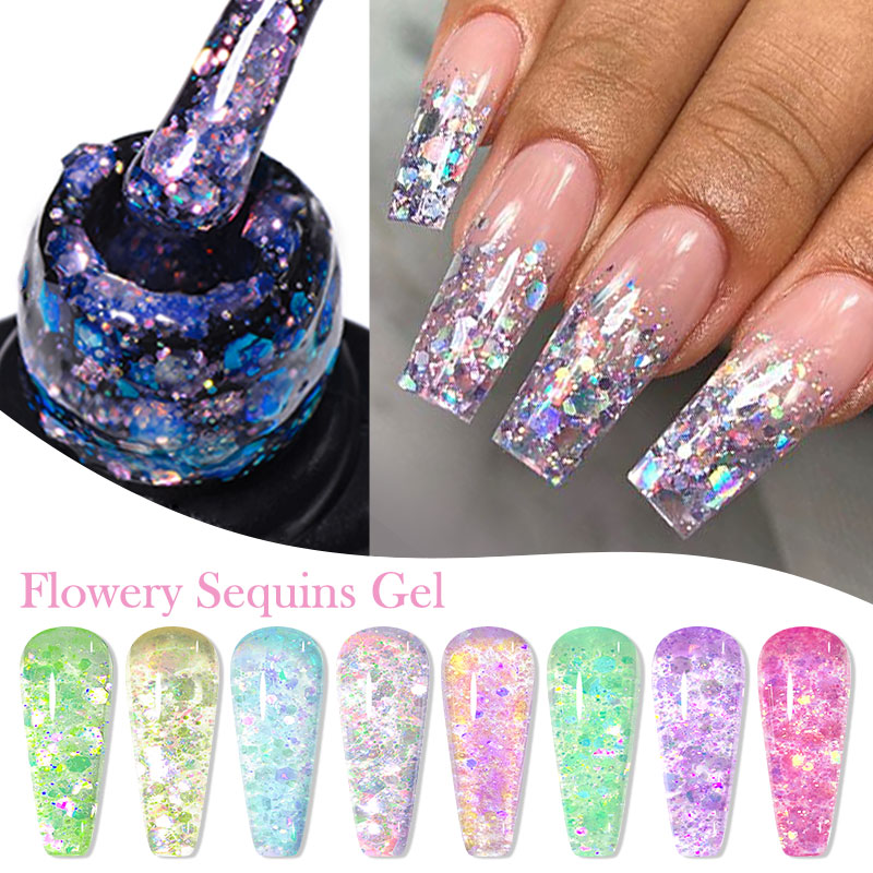 4/8pcs Flowery Sequins Gel Nai - Resin Glitter Pack recensie en prijs
