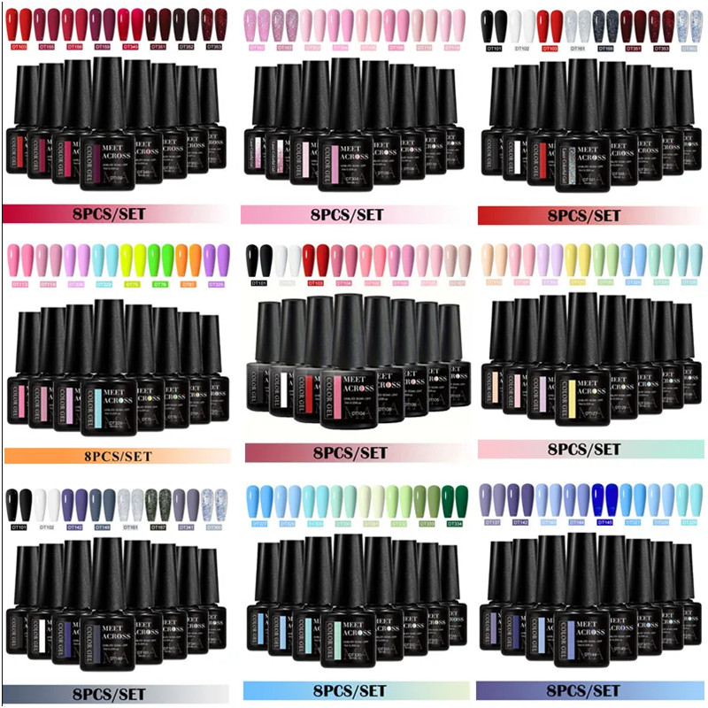 8pcs Gel Nail Polish Set HEMA  - Resin Glitter Pack recensie en prijs