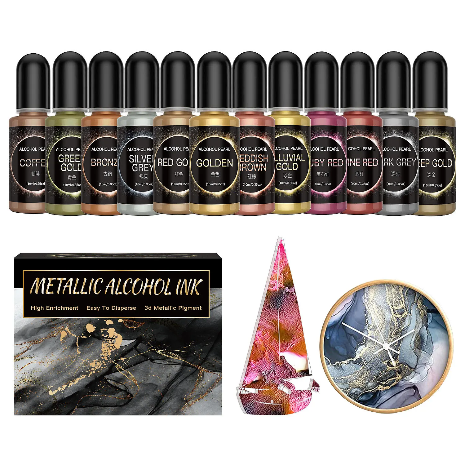 12PCS Metal Resin Pigment 10ml - Resin Dye Alcohol recensie en prijs