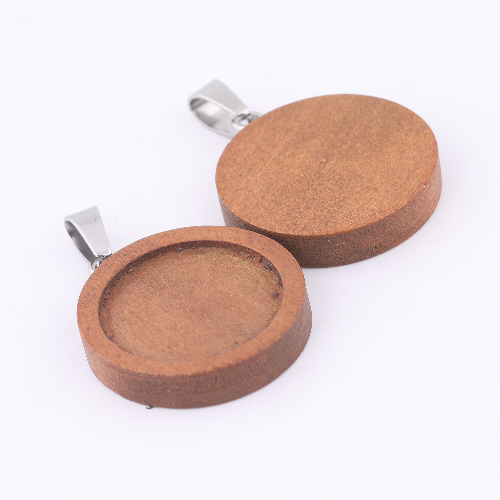 10pcs 20mm Round Wood Cabochon - Bezels Set Pendant recensie en prijs
