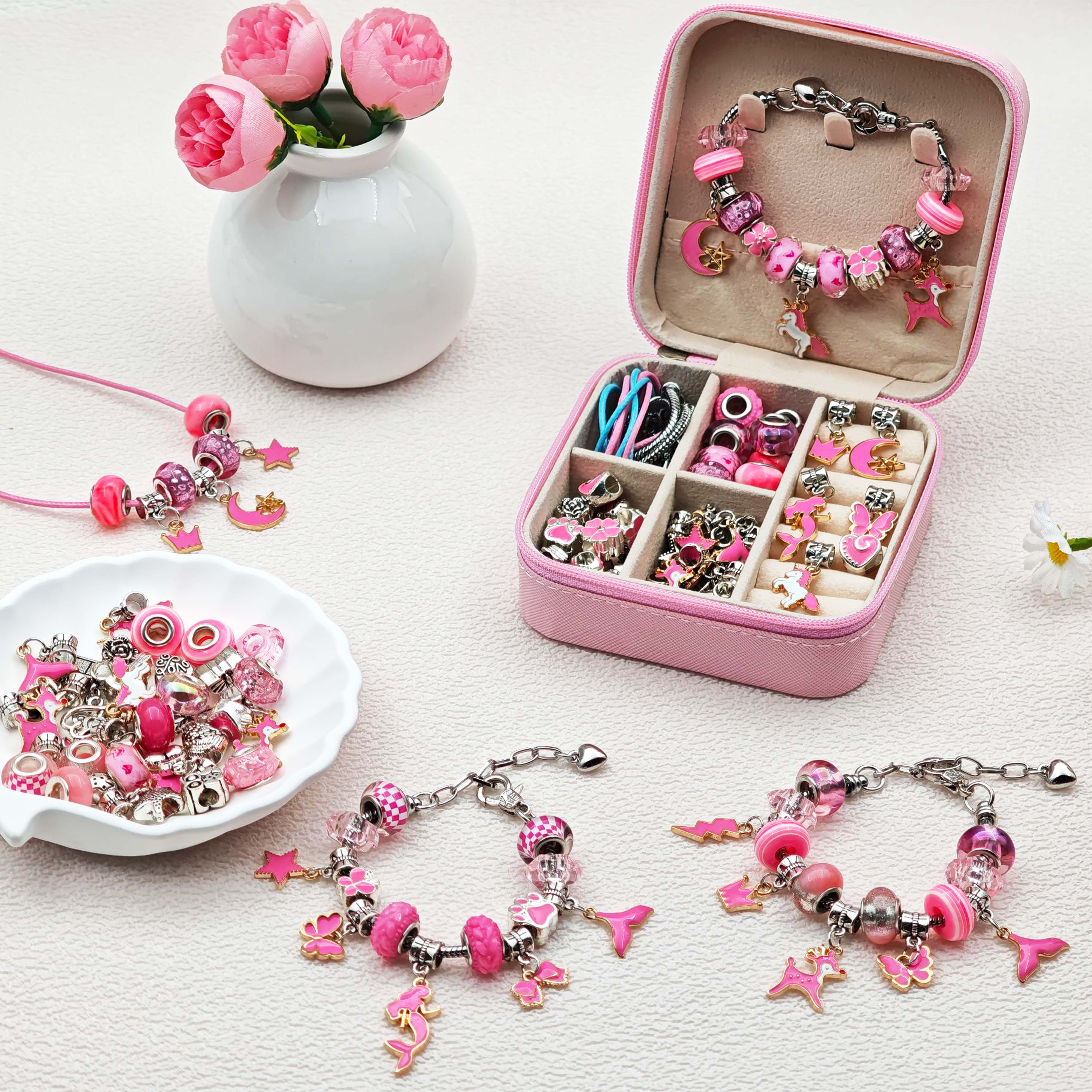 68pcs pink beaded jewelry set, - Resin Jewelry Kit recensie en prijs