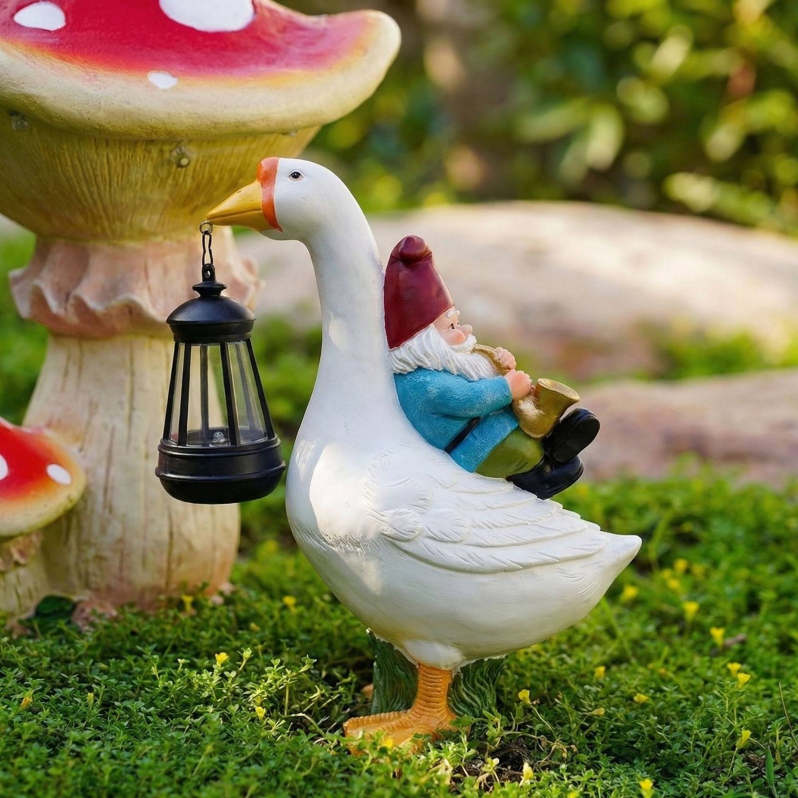 Gnome Riding Goose Statue Weat - Crafting Resin recensie en prijs