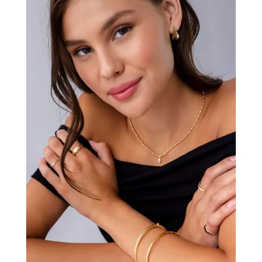 14K Gold Plated Dainty Tube Ba - Bezels Set Pendant recensie en prijs
